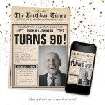 Old Newspaper Fun Custom Photo 90th Birthday Party Invitation<br><div class="desc">Old Newspaper Fun Custom Photo 90th Birthday Party Invitation. A cool and humorous birthday invitation design that looks like a vintage newspaper!  It is customizable and can be used for any age birthday party! Need help with this design template? Contact the design by clicking on the 'Message' button below.</div>