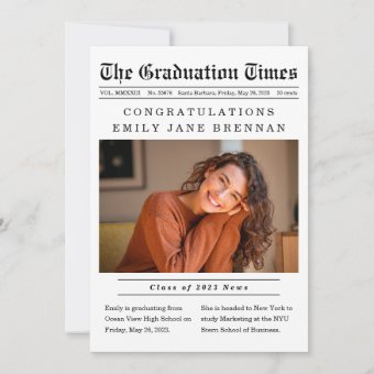 Old Newspaper Graduation Announcement Invitation | Zazzle