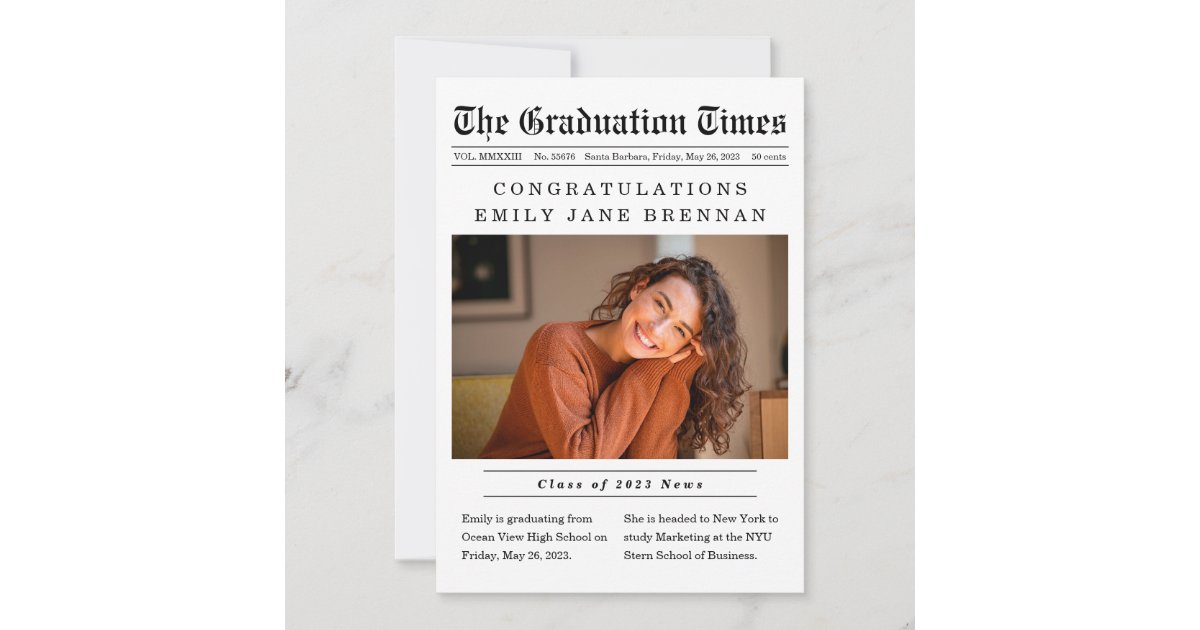 Old Newspaper Graduation Announcement Invitation Zazzle