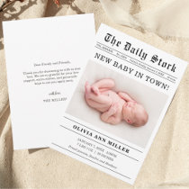 Old Newspaper Style Birth Announcement Card