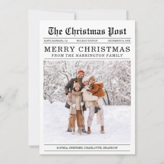 Old Newspaper Style Christmas Greeting Card
