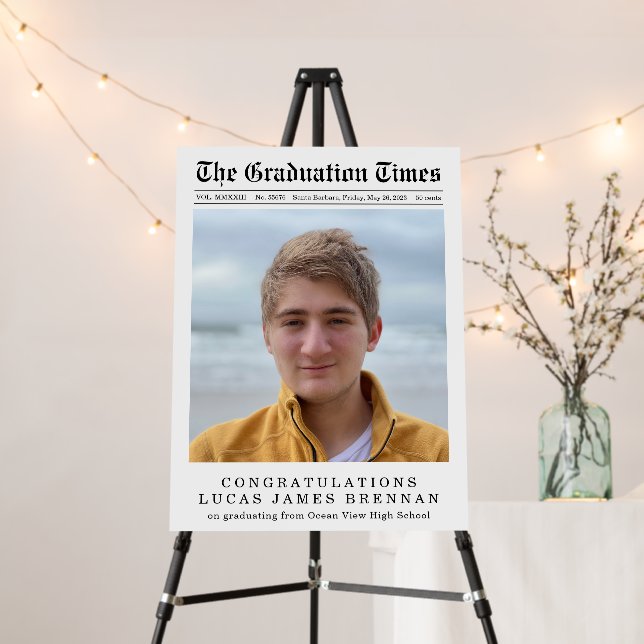 Old Newspaper Style Graduation Announcement Sign (In Situ (Stand))