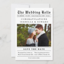 Old Newspaper Style Wedding Save the Date QR Code
