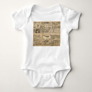 Old newspaper: vintage paper background. baby bodysuit