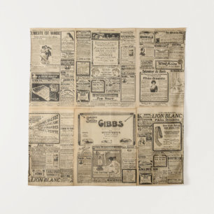 Old newspaper: vintage paper background. tapestry