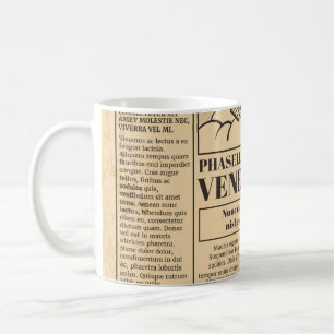 Old newspaper vintage. Retro newsprint with text a Coffee Mug