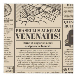 Old newspaper vintage. Retro newsprint with text a Faux Canvas Print