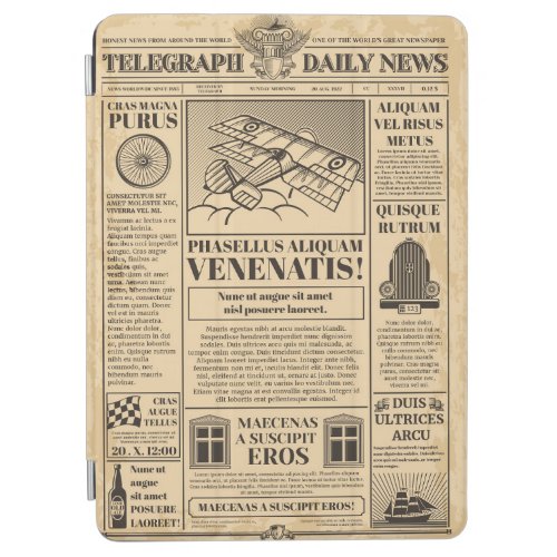 Old newspaper vintage Retro newsprint with text a iPad Air Cover
