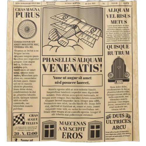 Old newspaper vintage Retro newsprint with text a Shower Curtain