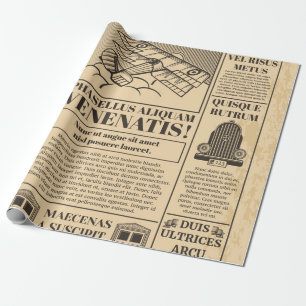 Old newspaper vintage. Retro newsprint with text a Wrapping Paper