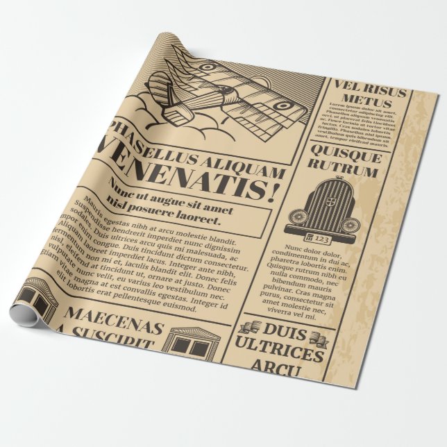 Old newspaper vintage. Retro newsprint with text a Wrapping Paper