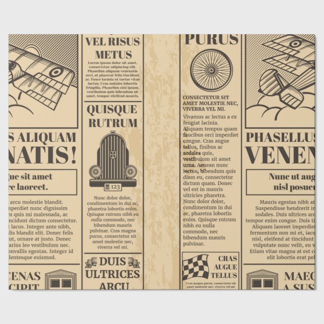 Old newspaper vintage. Retro newsprint with text a Wrapping Paper