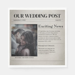 Old Newspaper Wedding Engagement Party Napkins