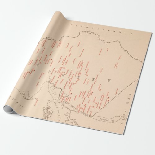 Old NJ George Washington Sites Map 1932  Wrapping Paper