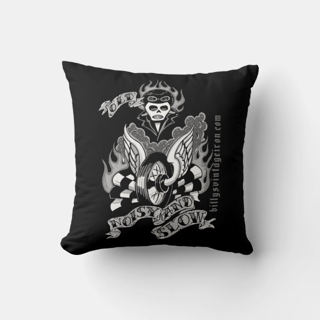 Old, Noisy & Slow (b & w) Throw Pillow (Front)