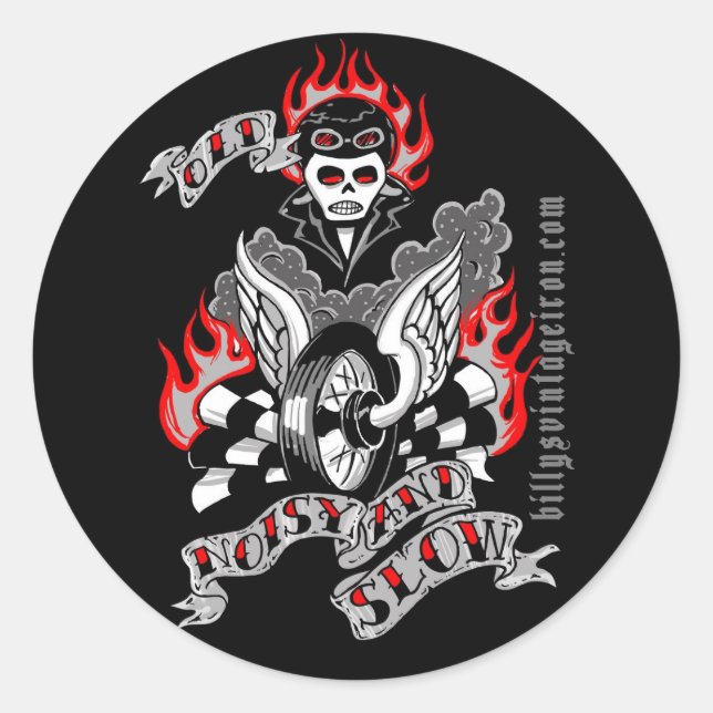 Old, Noisy & Slow (color) Classic Round Sticker (Front)