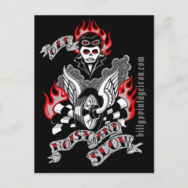 Old, Noisy & Slow (color) Postcard (Front)