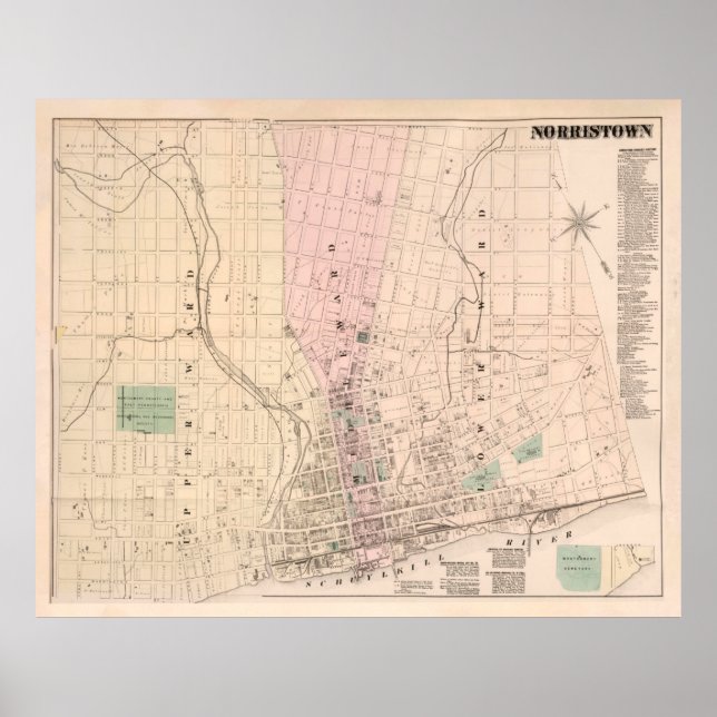 Old Norristown PA Map (1871)  Poster (Front)