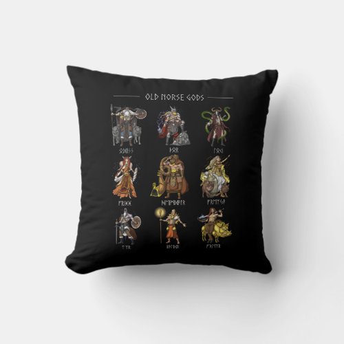 Old Norse Gods Throw Pillow