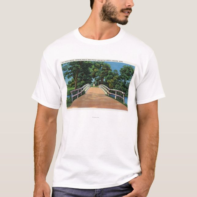 Old North Bridge View of Minute Man Statue T-Shirt (Front)