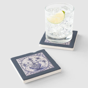 Old North German tile,vintage ceramic tile Stone Coaster