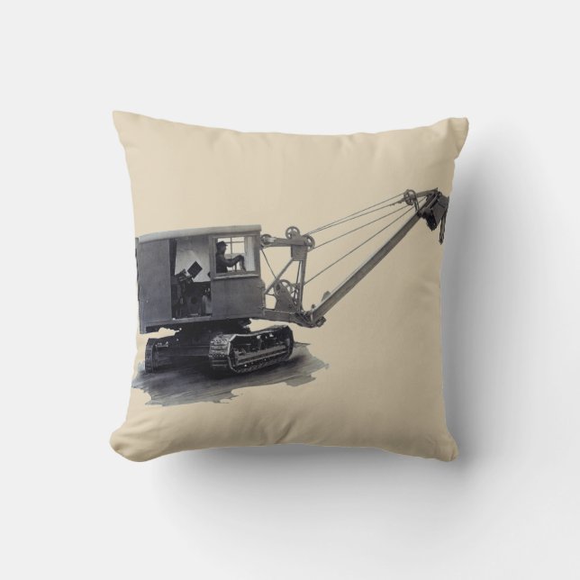 Old Northwest Crane Shovel Construction Equipment Throw Pillow (Front)