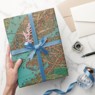 Old NYC Harbor Map (1925) Vintage New York City  Wrapping Paper