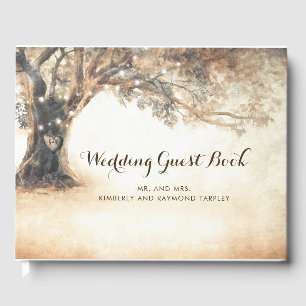 Old Oak Tree and Carved Heart Outdoor Wedding Guest Book