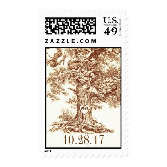 old oak tree rustic wedding postage stamps