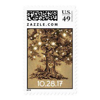 old oak tree rustic wedding postage stamps at UniqueRusticWeddingInvitations.com