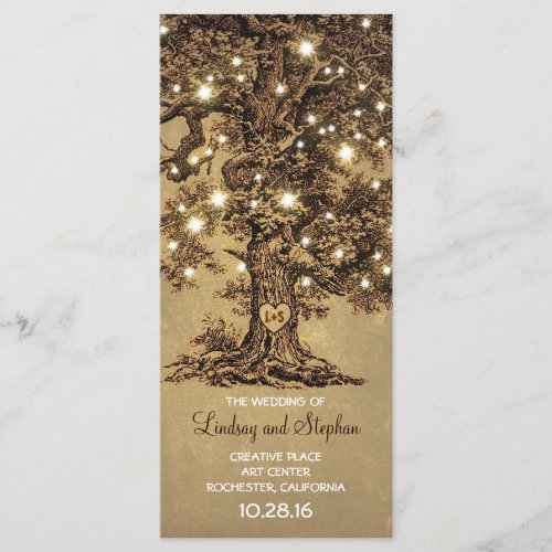 old oak tree rustic wedding programs