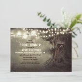 old oak tree twinkle lights bridal shower invitation (Standing Front)