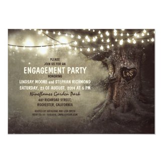 old oak tree twinkle lights engagement party
