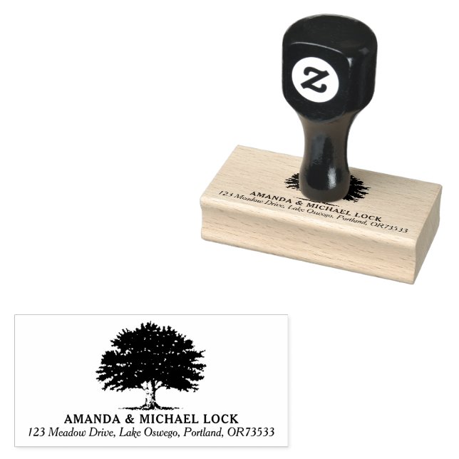 Old Oak Tree Wedding Return Address  Rubber Stamp (Stamped)