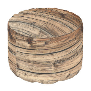 Old oak wood print pouf
