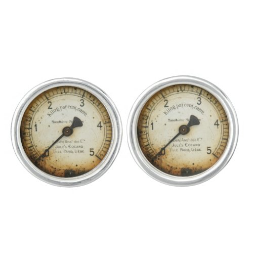 old oil pressure gauge  instrument  dial  meter cufflinks