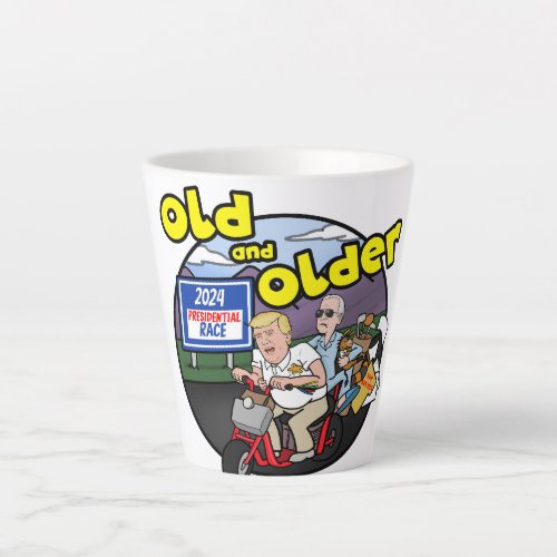 Old  Older Latte Mug Trump  Biden Parody Latte Mug