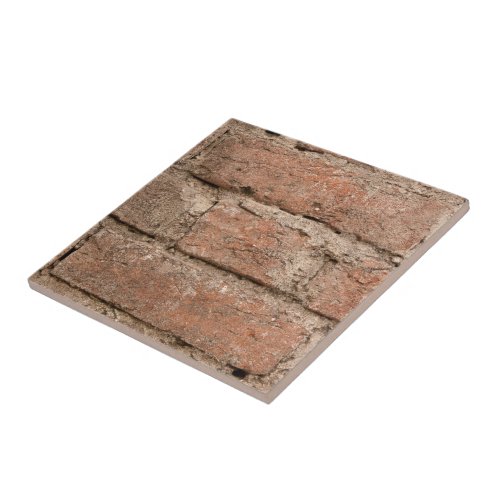 Old Orange Brick And Mortar Background Tile