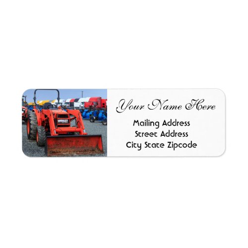 Old Orange Tractor Return Address Label
