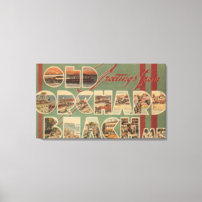 Old Orchard Beach, Maine - Large Letter Scenes Canvas Print (Front)