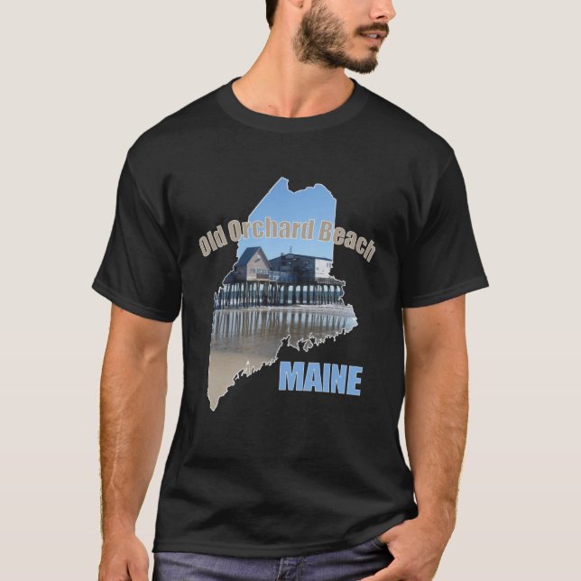 Old Orchard Beach Maine Souvenir OOB Pier Shorelin T-Shirt (Front)