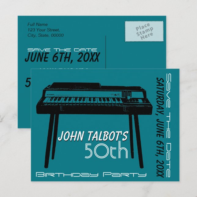 Old Organ 50th birthday Party Save the Date Announcement Postcard (Front/Back)