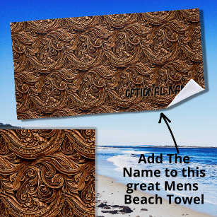Old Ornate Carved Wood Panels Brown  Beach Towel