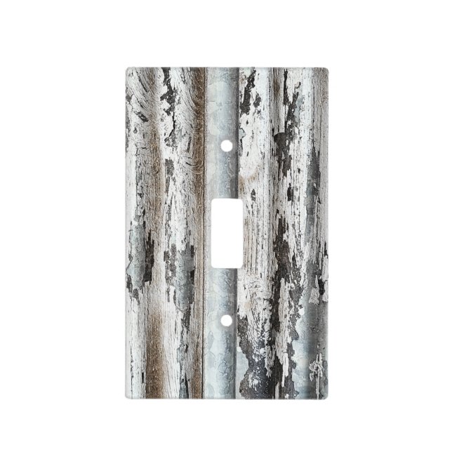 Old Paint Chipped Wall of Corrugated Metal Light Switch Cover (Front)