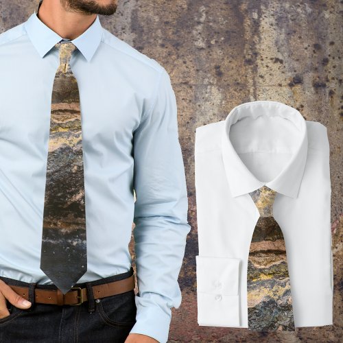 Old painted brick wall neck tie