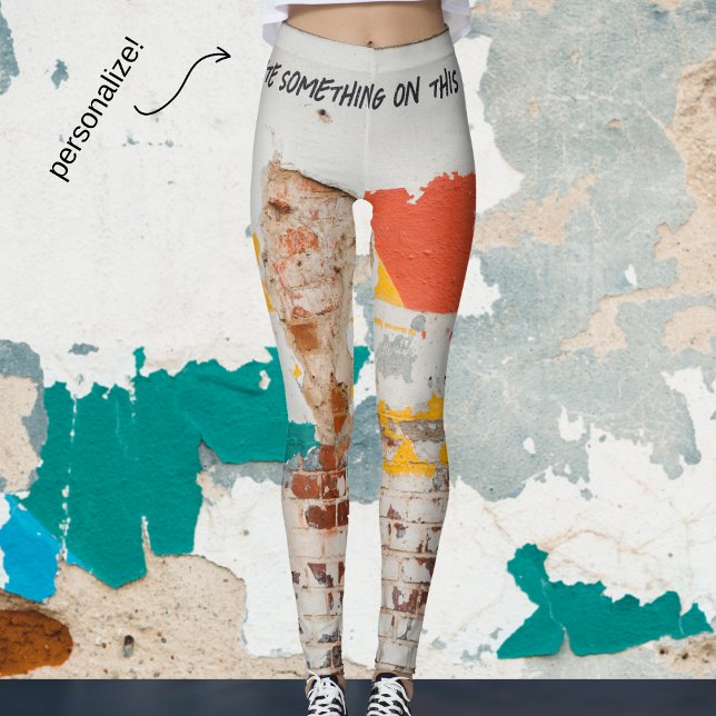 Old painted wall with graffiti  leggings (Creator Uploaded)