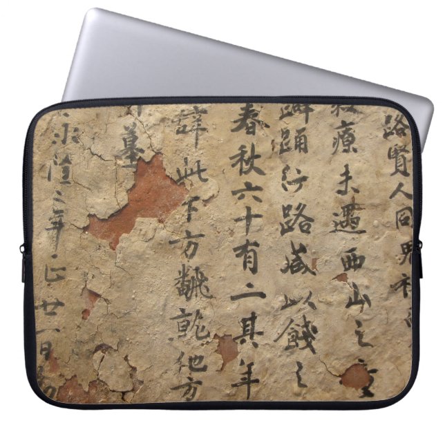 Old Paper Chinese Symbols Laptop Sleeve (Front)