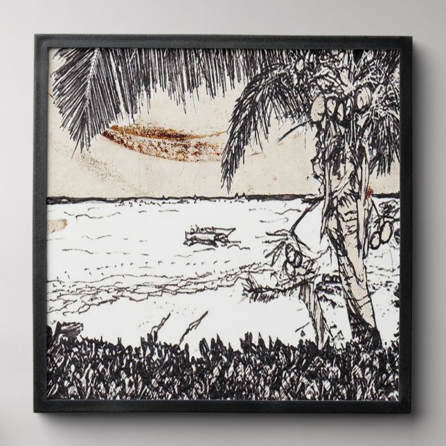 Old Paper Coconut Tree, Bahamas Peel And Stick Photo Tile (Front Set)