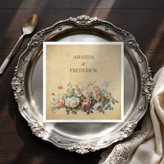 Old paper floral arrangement boho rustic napkins (Creator Uploaded)