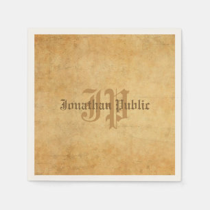 Old Paper Look Template Vintage Hand Monogrammed Napkins